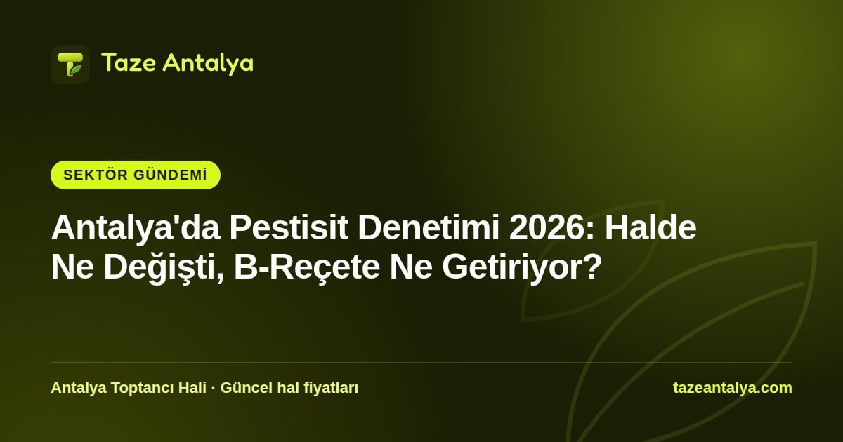 Antalya Pestisit Denetimi 2026: Halde Ne Değişti, B-Reçete Ne Getiriyor?
